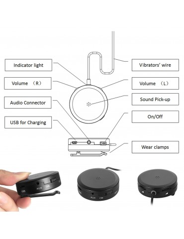 Bone Conduction Headsets Wired Headphones Sound Pick-up AUX IN Black