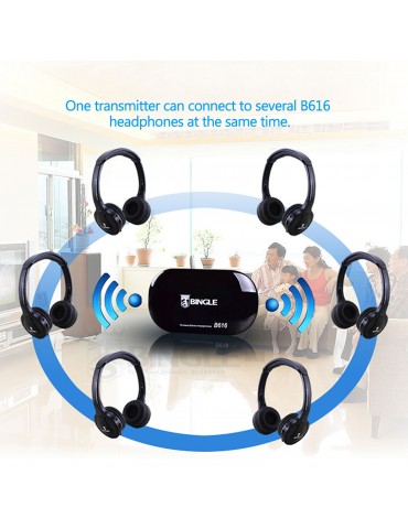 B616 Multifunction Wireless Stereo Headphones On Ear Headset FM Radio Wired Earphone Transmitter for MP3 PC TV Smart Phones