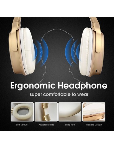 BT 5.0 On Ear Headphones with Mic Portable Foldable Headset Stereo Bass Earphones Adjustable Headband TF Card Slot AUX IN FM Radio