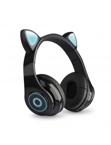 B39 Over Ear Music Headset Cat Ear Glowing Headphone Foldable Wireless BT5.0 Earphone Hands-free with Mic AUX IN TF Card MP3 Player for PC Laptop Computer Mobile Phone