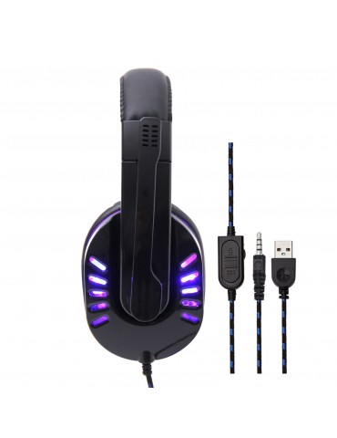 SY755MV Luminous Game Headphone Over-ear Gaming Headset with Microphone PC Gamer 3.5mm Headphones Noise Cancelling Compatible with PS4 Xbox Laptop Computer