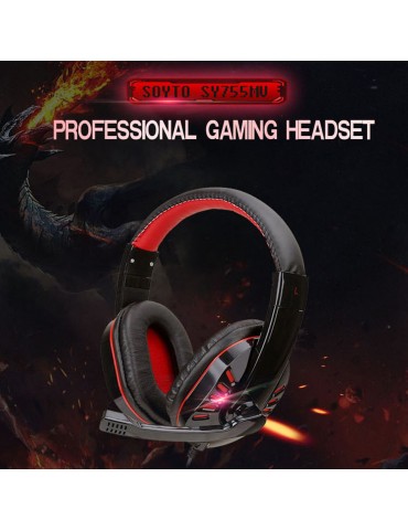 SY755MV Luminous Game Headphone Over-ear Gaming Headset with Microphone PC Gamer 3.5mm Headphones Noise Cancelling Compatible with PS4 Xbox Laptop Computer