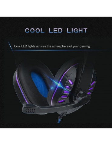 SY755MV Luminous Game Headphone Over-ear Gaming Headset with Microphone PC Gamer 3.5mm Headphones Noise Cancelling Compatible with PS4 Xbox Laptop Computer