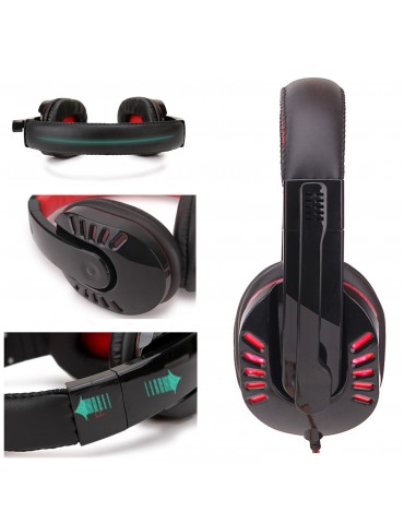 SY755MV Luminous Game Headphone Over-ear Gaming Headset with Microphone PC Gamer 3.5mm Headphones Noise Cancelling Compatible with PS4 Xbox Laptop Computer