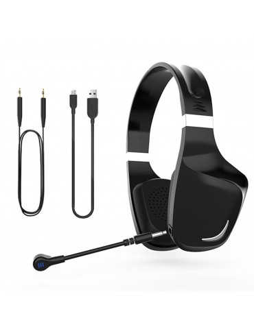 Gaming Headset Earphone Earbud Noise Reduction Stereo Headphone BT5.0 Connection Connecting 3.5mm Port Wired Earphone Volume Adjustable USB Chargeing Port Powered Operated Built-in 300mAh High Capacity Rechargeable  Cell for Computer Laptop E-sports Porta