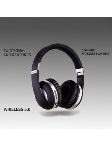 MH4 Head-mounted BT5.0 Wireless Headset with Microphone HiFi Stereo Sound Button Operation FM Function