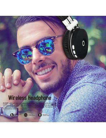 MH9 Head-mounted BT5.0 Wireless Headset Foldable Stereo Sound Button Operation with TF FM Function