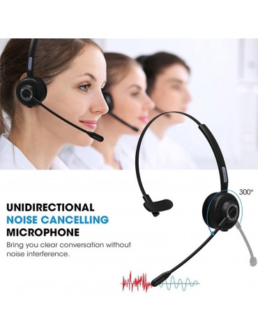 BH-M97 On Ear Headset Bluetooth 5.0 Wireless Headphones Call Center Earphone with Noise Cancelling Microphone Adjustable Headband Volume Control with Charging Dock