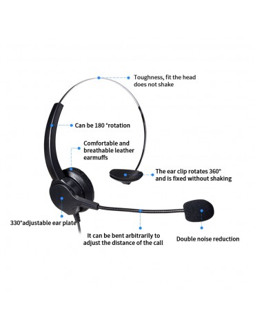 Communication Headset Comfort And Clear Call All In One 330°Adjustable Ear Plate Double Noise Reduction The 3.5MM Connector