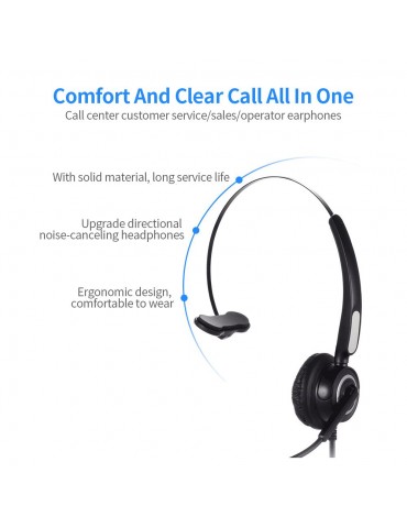 Communication Headset Upgrade Directional Noise-canceling Headphones 330°Adjustable Ear Plate Leather Earmuffs The USB Connector