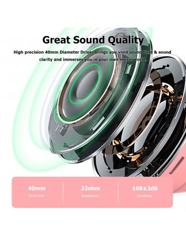 L550 Over Ear Music Headset Glowing Cat Ear Headphones 7 Color Breathing Lights Foldable Wireless BT5.0 Earphone with Mic AUX IN TF Card MP3 Player for PC Laptop Computer Mobile Phone