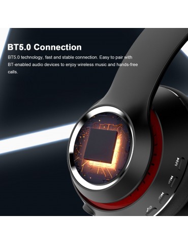 L500 Wireless BT 5.0 Headphones Foldable Over Ear Headset Sports Music Earphone 3.5mm AUX IN TF Card MP3 Player with Microphone