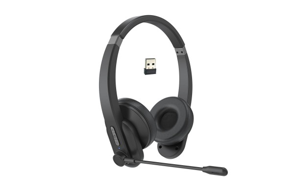 2.4GHz Wireless Headphones Call Center Earphone On Ear Headset with ENC Noise Reduction Microphone Adjustable Headband Volume Control