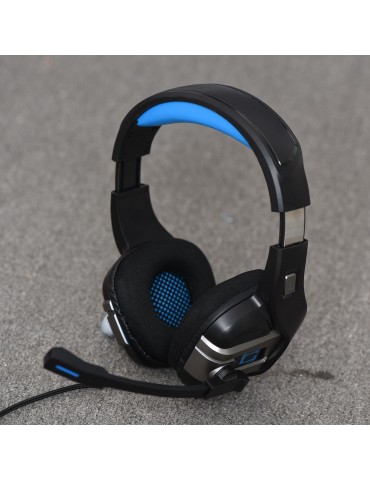 USB Wired Gaming Headset Stereo Surround Sound Headphone with Noise Cancelling Mic 50mm Drivers 3.5mm Volume Control for PC Laptop