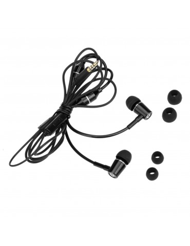 FC12 Stereo Music Headset Air Tube 3.5mm Anti-radiation Earphone In-ear Headphone Radiation Free Noise Reduction Line Control with Mic Black for Smart Phones Desktop Notebook Tablet PC