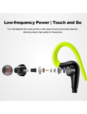 S760 Wired In-ear Waterproof Earphones Ear Hook Earbuds Stereo Super Bass Headphones Sport Headset with Mic Black