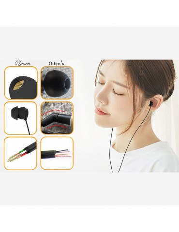 X110 Sleep Earphones Anti-noise In-ear Headphones Ultra-soft Silicone Earbuds 3.5mm Wired Headset Compatible with iPhone Android Smart Phones