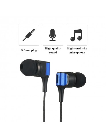 In-ear Headphones Wired Headset 3.5mm Jack Stereo Earphone In-line Control with Mic for Smart Phone Tablet PC