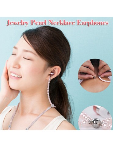 Jewelry Pearl Necklace Stereo Earphones with Microphone 3.5mm In-ear Headphone Wired Headset Earbuds for Phone Girls