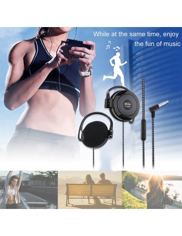 SHINI S520 3.5mm Wired Headset Ear Hook Headsets Stereo Game Sports Headphone with Mic for Phone