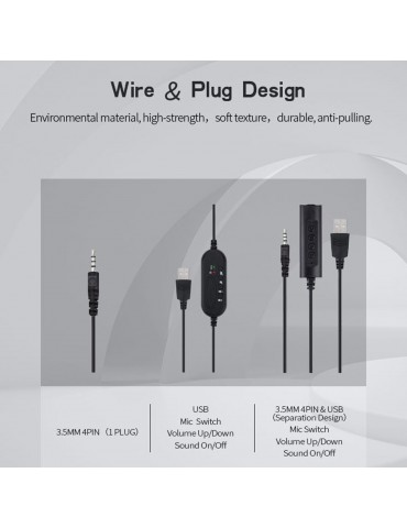 SY490MV Call Center Wired Headset 3.5MM Plug With Microphone Telephone Operator Headphone Noise Canceling for Computer Phones Desktop Boxes