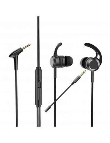 AK-P10 3.5mm In-Ear Gamer Headphones Dual Microphone Bass Metal Wired Gaming Earphones with Mic In-Ear Headset