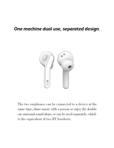 BT Earphone True Wireless Stereo Earbud Headset for Phone White