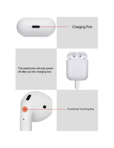 i12 BT5.0 Wire-less Earphones Headphones BT Headset Mini Stereo In-Ear Earbuds with Charging Box