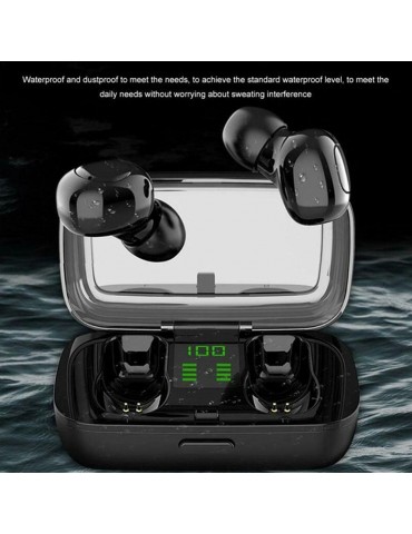 XG-23 Sports Headphones IPX6 Waterproof Sweatproof Headset Stereo Sound Binaural Calling In-Ear Ergonomic Design Earbuds Intelligent Noise Reduction Canceling Cancellation Earphones with LED Digital Display Charging Case Box and Cable