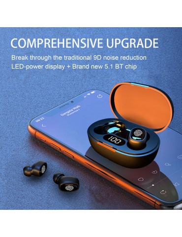 True Wireless Stereo-100 Wireless In-Ear Earbuds with Stereo Sound Noise Reduction Waterproof BT 5.1 Earphones with LED-Digital Display Touch-Control Headphones Headsets with HD Call for Sport Music