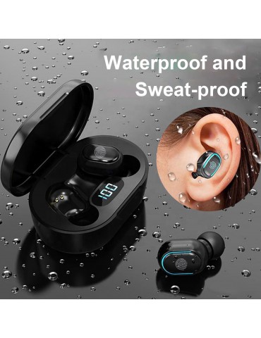 True Wireless Stereo-100 Wireless In-Ear Earbuds with Stereo Sound Noise Reduction Waterproof BT 5.1 Earphones with LED-Digital Display Touch-Control Headphones Headsets with HD Call for Sport Music