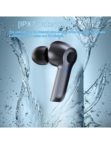 R22 In-Ear BT Earphones with Stereo Sound/Deep Bass Waterproof Sport Earbuds with LED-Digital Display Touch-Control Headphones Wireless Earbuds for Music/Call Compatible with iOS Android