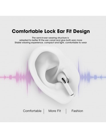 Semi-in-ear BT Earphones Stereo Sound Noise Reduction Waterproof Sport Earbuds Touch-Control Wireless Headphones for Music Call Game Compatible with iOS Android