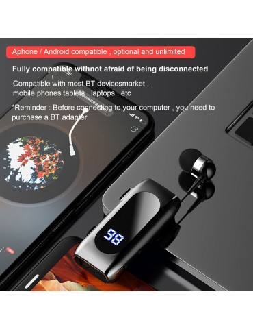 K55 Wireless Business BT5.2 Headset in-Ear Retractable Earphone Hands-free Sport Driver Earphone Telescopic Clip on Stereo Earbud With Mic