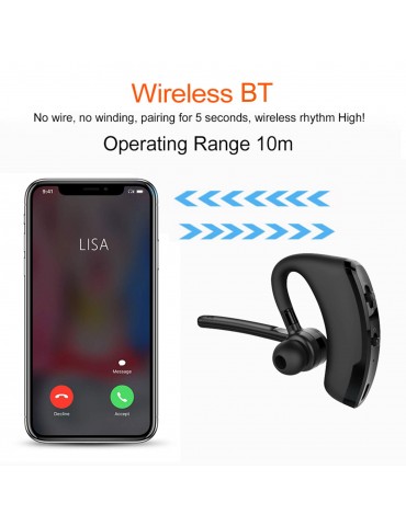 V8 Single Ear BT4.1 Headset 270 Degrees Rotation Handsfree Calls Number Broadcast Long-lasting Battery Life