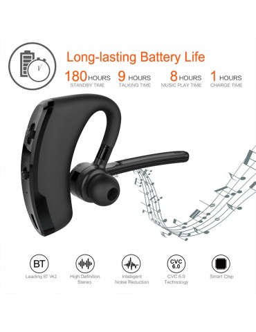 V8 Single Ear BT4.1 Headset 270 Degrees Rotation Handsfree Calls Number Broadcast Long-lasting Battery Life