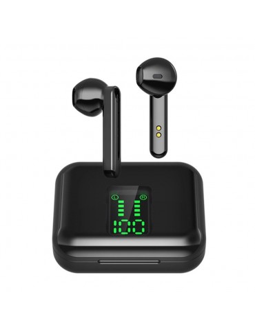 BT5.0 Wireless Headphone HiFi Sound Quality Wireless Earbuds with LED Display Screen Intelligent Touch Control Black