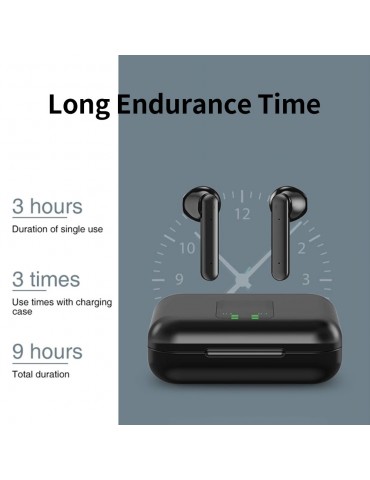 BT5.0 Wireless Headphone HiFi Sound Quality Wireless Earbuds with LED Display Screen Intelligent Touch Control Black