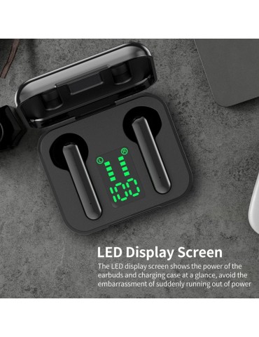 BT5.0 Wireless Headphone HiFi Sound Quality Wireless Earbuds with LED Display Screen Intelligent Touch Control Black