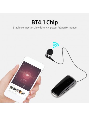 Portable Business BT Headphone Scalable Clip Type BT Noise Reduction Earphone with Incoming Call Vibration Function Blue