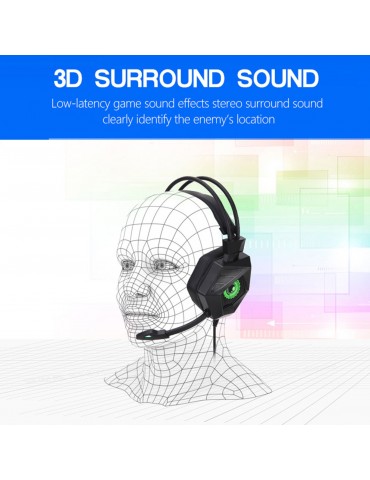 G15MV Wired Headset RGB Light On Ear Headphones with 3.5mm Audio Jack & with Mic Volume Control Over Ear Noise Cancelling Gamer Headphones Gaming Earphone for Cellphones Laptop Computer Games Tablet